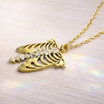 Rib Cage Necklace with Real Flowers, Spine Pendant, Gift for Physiotherapist, Osteopath, Orthopedist