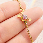Bracciale Serotonina con Fiore di Erica Rosa, Ciondolo Molecola della Felicità in Acciaio Oro o Argento, Regalo Laurea Psicologia Scienza