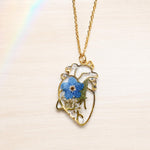 Anatomical Heart Necklace with Real Flowers in UV Resin – 2 cm Pendant Stainless Steel Gold/Silver – Medical Graduation Gift