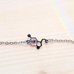 Bracciale Serotonina con Fiore di Erica Rosa, Ciondolo Molecola della Felicità in Acciaio Oro o Argento, Regalo Laurea Psicologia Scienza