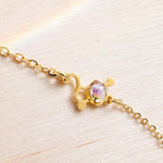 Bracciale Serotonina con Fiore di Erica Rosa, Ciondolo Molecola della Felicità in Acciaio Oro o Argento, Regalo Laurea Psicologia Scienza