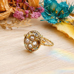 Adjustable Real Flower Ring in Resin and Opal Gold, Botanical Stainless Steel Ring, Elegant Gift for Women, Birthday, Anniversary