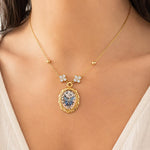 Blue Butterfly Necklace with Real Flowers and Queen Anne's Lace, Boho Resin Jewelry, Gift for Her, Nature