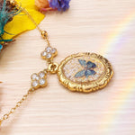 Blue Butterfly Necklace with Real Flowers and Queen Anne's Lace, Boho Resin Jewelry, Gift for Her, Nature
