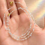 Collana Filo Invisibile Gocce Rugiada Resina Bracciale Multifilo Convertibile 2in1 | Gioiello Elegante Minimal con Acciaio Inox Dorato