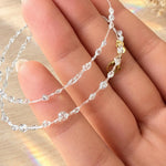 Collana Filo Invisibile Gocce Rugiada Resina Bracciale Multifilo Convertibile 2in1 | Gioiello Elegante Minimal con Acciaio Inox Dorato
