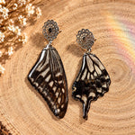Mandala Earrings with Real Butterfly Wings, Resin and Silver Stainless Steel | Handmade Boho Entomology Jewelry