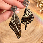 Mandala Earrings with Real Butterfly Wings, Resin and Silver Stainless Steel | Handmade Boho Entomology Jewelry