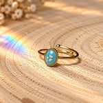 Anello regolabile minimal mini con fiore vero, Pizzo della Regina Anna in resina colorata, acciaio oro regolabile. Anello componibile