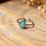Anello regolabile minimal mini con fiore vero, Pizzo della Regina Anna in resina colorata, acciaio argento regolabile. Anello componibile