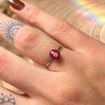 Anello regolabile minimal mini con fiore vero, Pizzo della Regina Anna in resina colorata, acciaio argento regolabile. Anello componibile